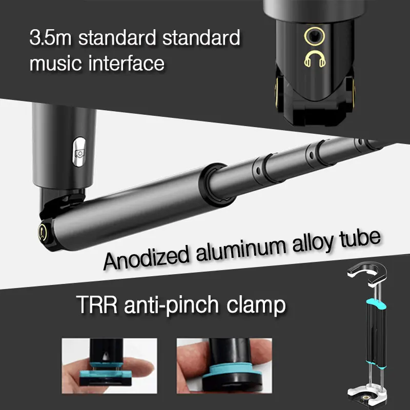 Селфи-Палка с конденсаторным микрофоном, Студийный микрофон, монопод 2 в 1, функция для онлайн записи звуков и съемки звезд Iphone