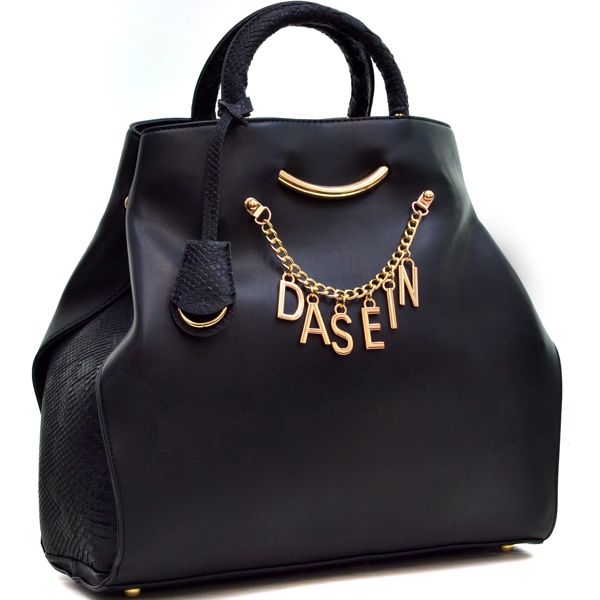 Dasein Women's Designer Signature Top Zip Ring Tote Bag Satchel Handbag Purse  with Embossed Trim