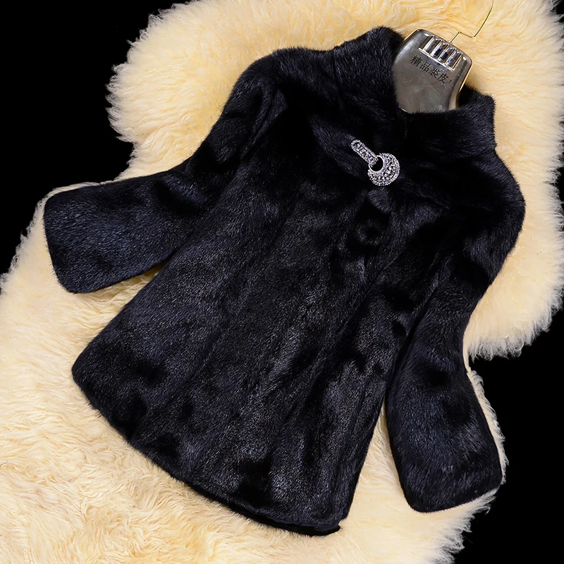 Mink Fur Coat Women Faux Fur Overcoat Short Stand Collar Marten Fake Fur Jacket Women Winter Coat Plus Size 5XL 6XL