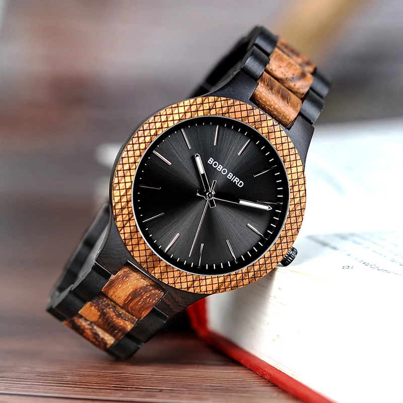BOBO BIRD Wood Watch Men bayan kol saati Quartz Mens Watches with Luminous Hands in Wooden Gifts Box WD30-1