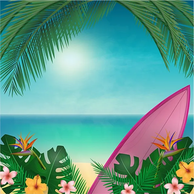 Flower Leaves Sea Boat Beach Hawaii Backgrounds Vinyl cloth High