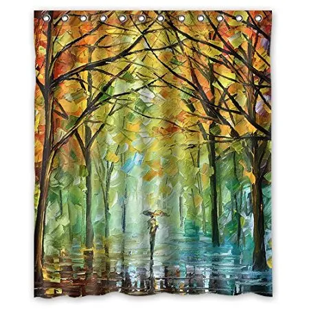 

Custom Oil Painting Tree Waterproof Shower Curtain Polyester Fabric 160x180cm Shower Curtains Bathroom Decor
