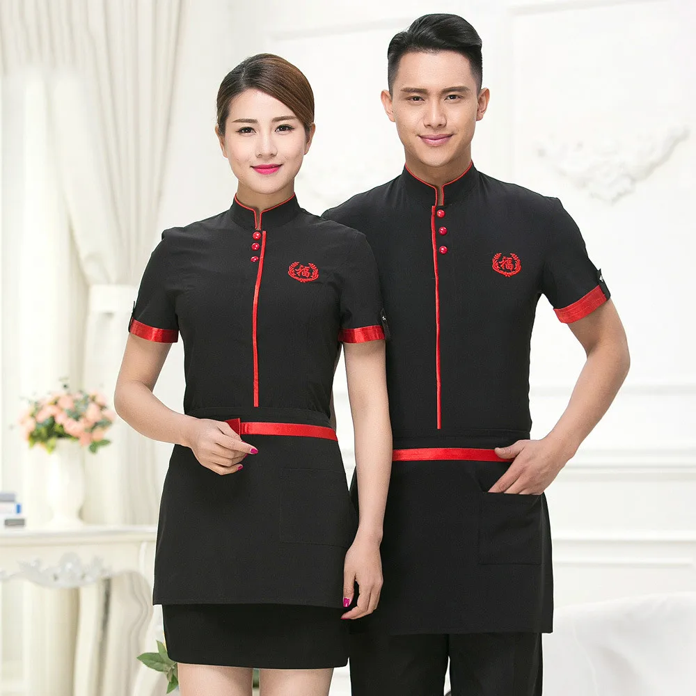 hotel uniform summer waitress overalls short sleeved overalls fast food waiter uniforms restaurant western restaurant design work uniforms online