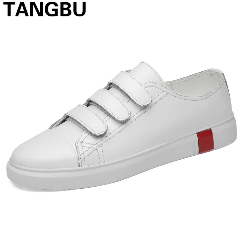 

Brand Genuine Leather Men Skateboard Shoes Hook&Loop Breathable Causal Sneakers Men Fashion Trainers Shoes Flat Plus Size 37-47
