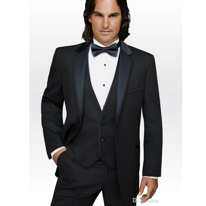 30.1  Mens classic suits New Men's suits, wedding suit men dark blue best man suit lapel the groom dress 3 pieces (jacket + pants + vest) custom