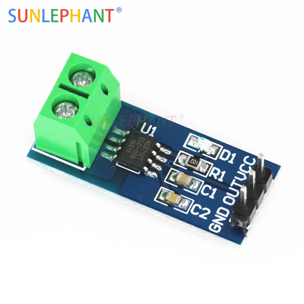 

5A/20A/30A ACS712 ACS712ELC Hall Test Current Sensor Module Board For Arduno 5V Power Supply Indicator VCC 2 Diy Kit
