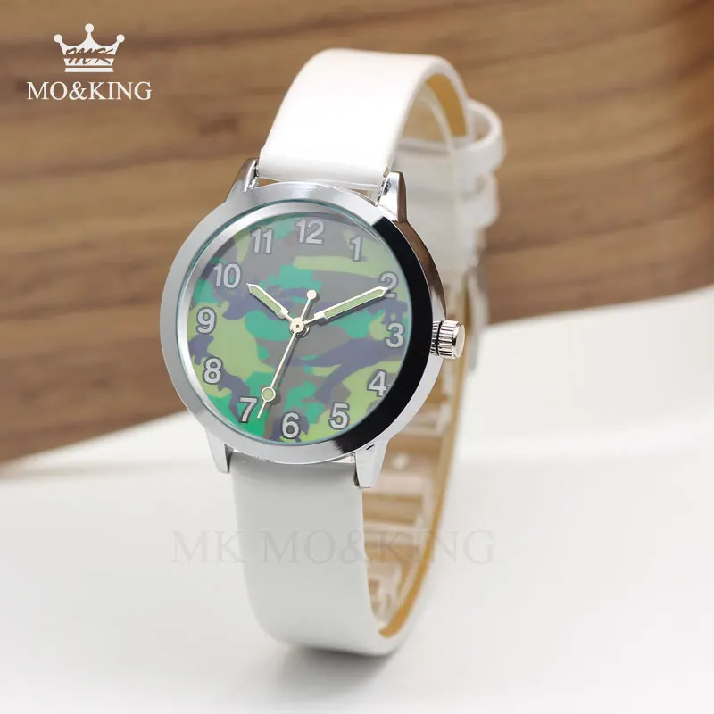 MK MO KINHG новые модные камуфляжные детские часы 3D Мультяшные кожаные кварцевые мужские личные часы для девочек Повседневные детские подарочные часы