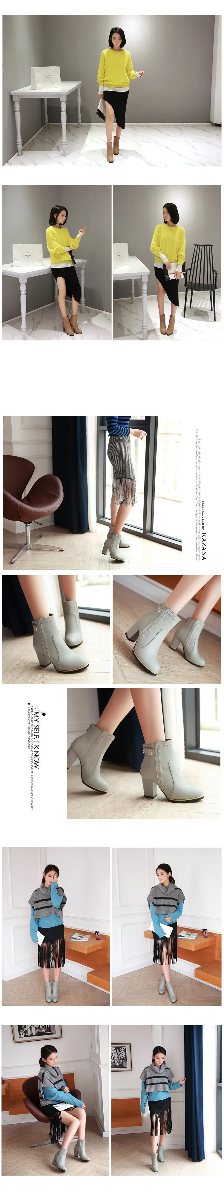 2018 New Spring And Autumn Ankle Boots Womens Shoes Elegant Belt Buckle Chunky High Heels Platform Pumps Black Gray Beige1