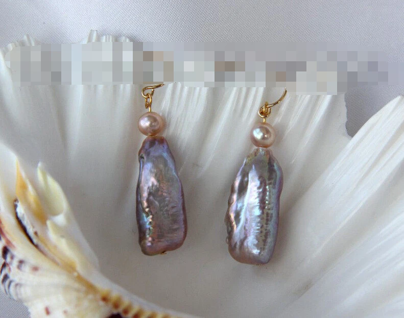 

hot sell new - 1291 baroque purple freshwater pearl dangle earrings