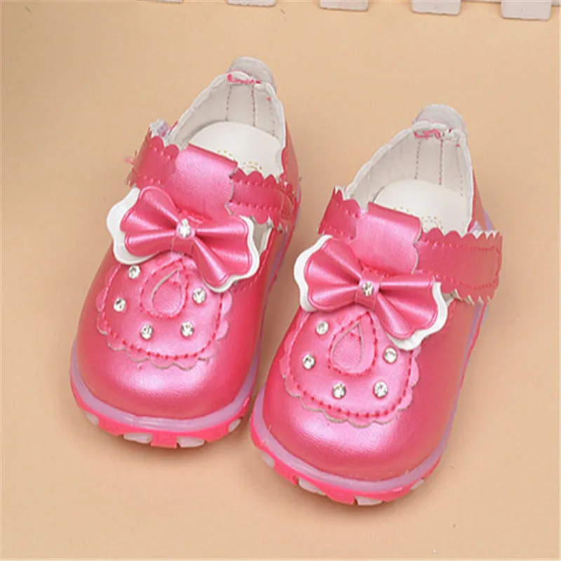 2016 Hot Cute Bow Baby Girls Shoes Fashion Leather Infant Toddler Shoes For Girls Frist Walkers