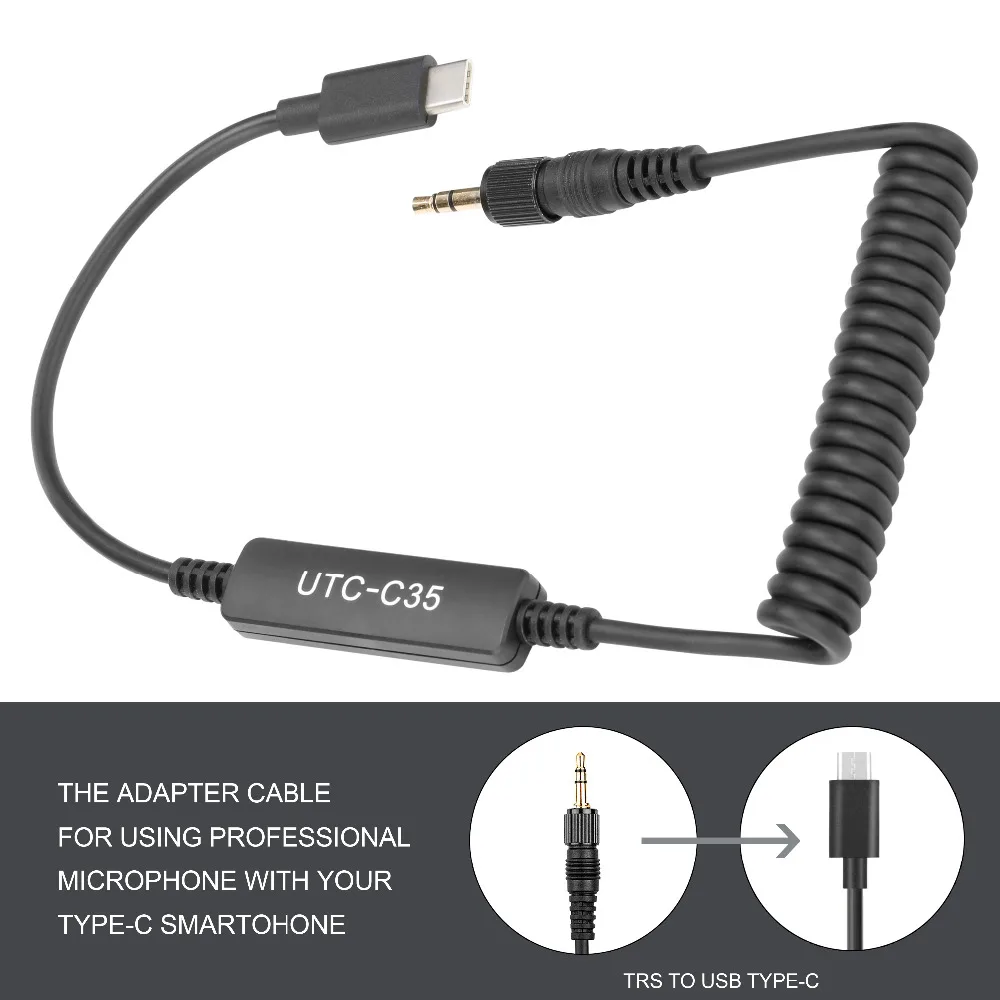 Saramonic UCT-C35 TRS TO Type-C Microphone Cable audio adapter for Using Uwmic9 UwMic15 SR-WM4C with Type-C Device Smartphones
