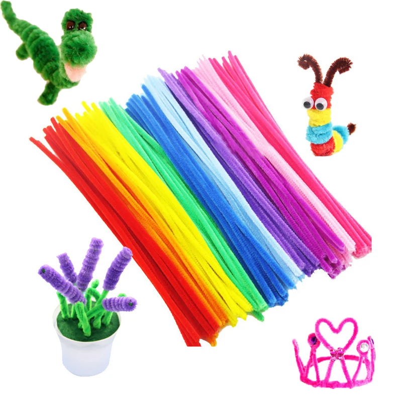  100pcs/set DIY Twisted Plush Stick Baby Toys For Kids Rainbow Color Baby Early Educational Toys Mon - 4000274957881