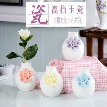 

Ceramic white minimalist small vase ornaments European small fresh flower hydroponic floral arrangement room table