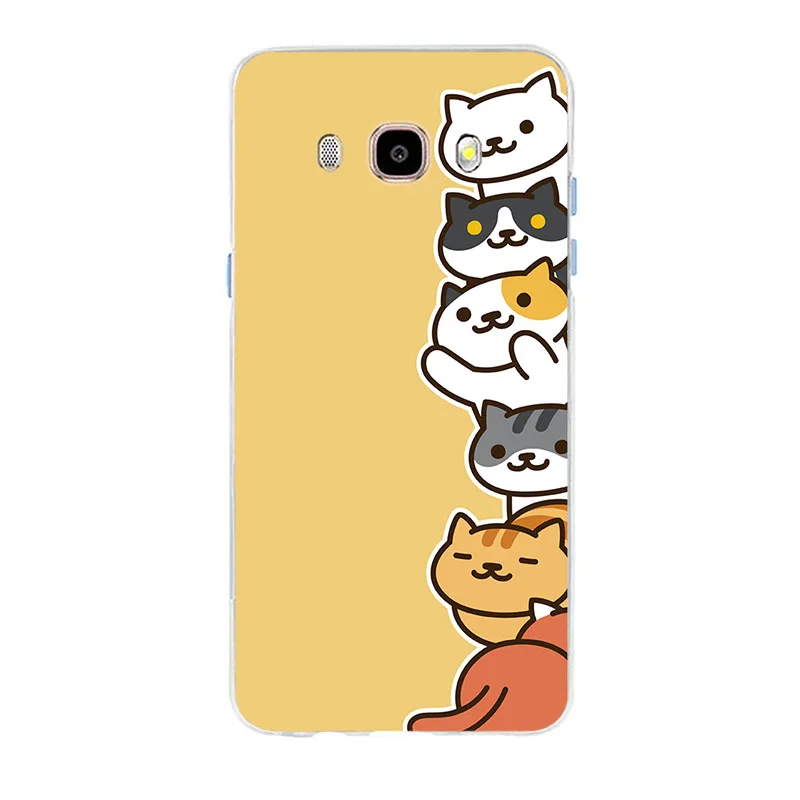 Милый чехол для телефона Neko atsum Cat мягкий силиконовый из ТПУ Samsung Galaxy S6 S6edge S6Plus A7