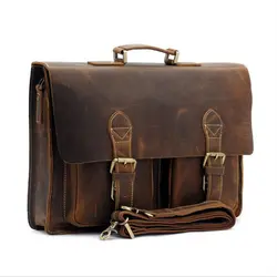 NEWEEKEND 1061 Retro Casual Leather Crazy Horse Multi-Pocket 15.6 Inch Cowhide Handbag Crossbody Laptop Briefcase Bag for Man NEWEEKEND 1061 Retro Casual Leather Crazy Horse Multi-Pocket 15.6 Inch Cowhide Handbag Crossbody Laptop Briefcase Bag for Man
