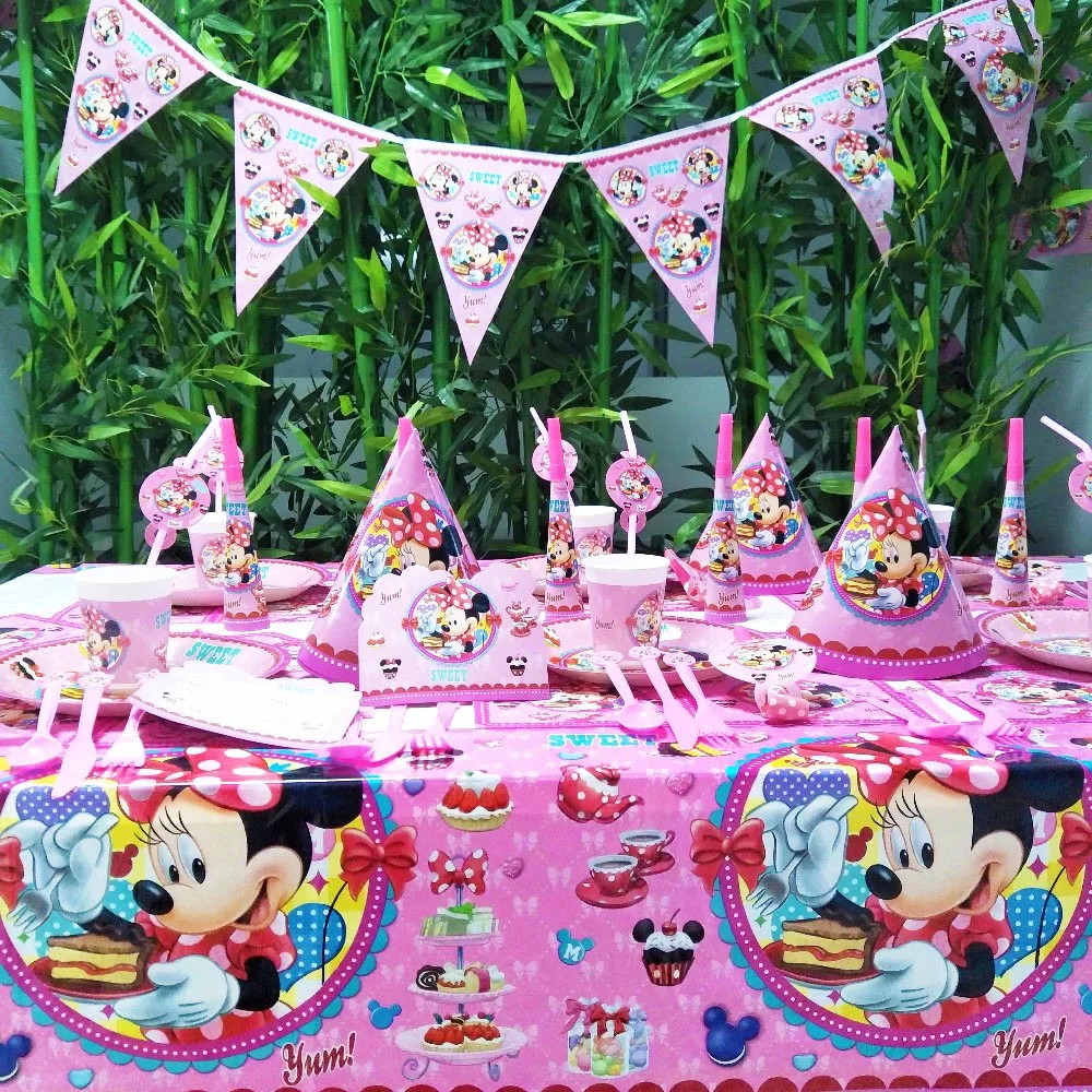 

78pcs/set Minnie Mouse Girls Kids Birthday Party Decoration Cartoon MickeyEvent Party Supplies Baby Birthday Party Pack