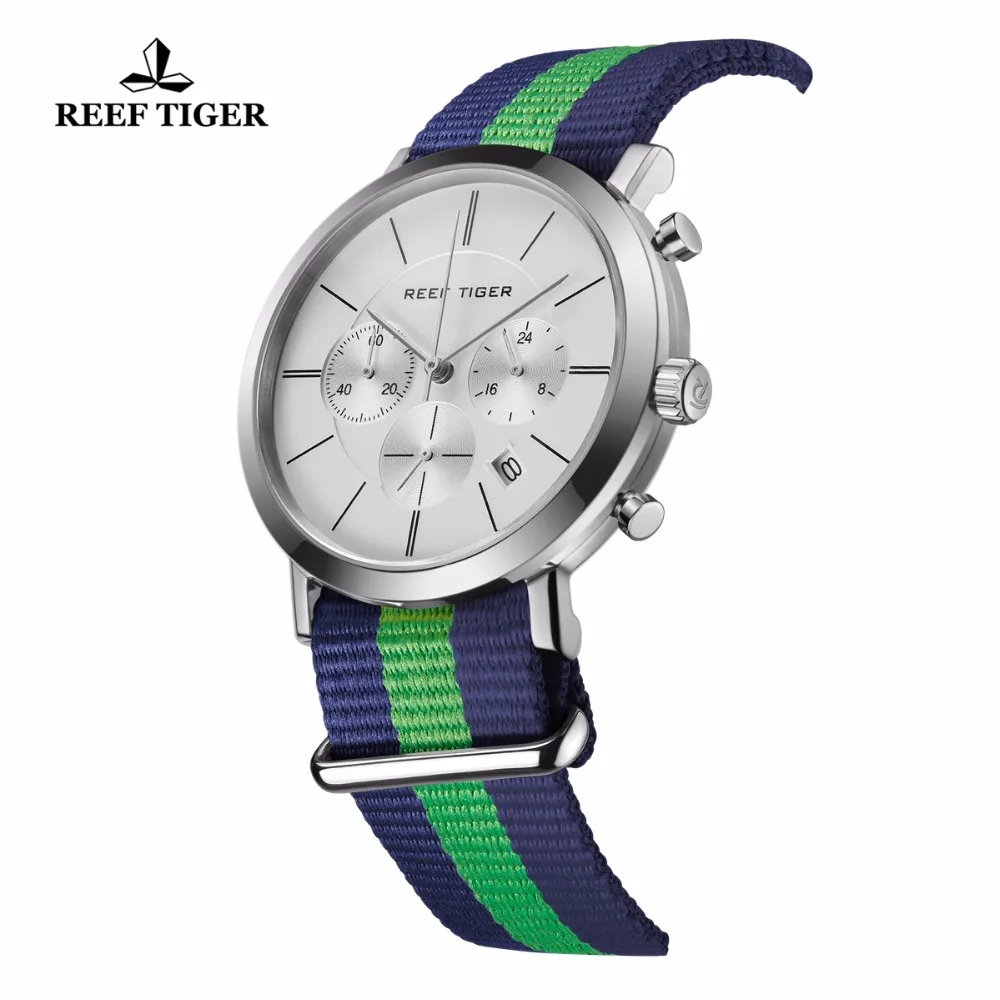 Наручные часы Reef Tiger/RT с нейлоновым ремешком военные наручные хронограф