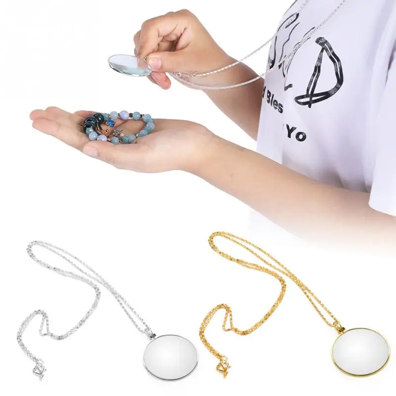 

2 Colors 5X Magnifier Monocle Lens Necklace Magnifying Glass Loupe