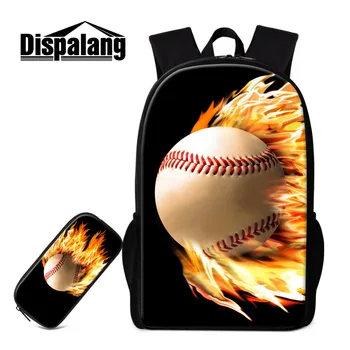 

Dispalang Mens School Bags and Pen Bag for Boys Teenagers Ball Printing Cool Zipper Kids School Backpack High Quality Pencil Bag