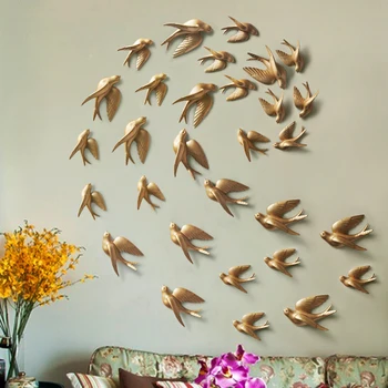 

wall stickers swallow home decor living room bedroom 3d wall stickers decorations ornaments resin bird figurine statue on wall
