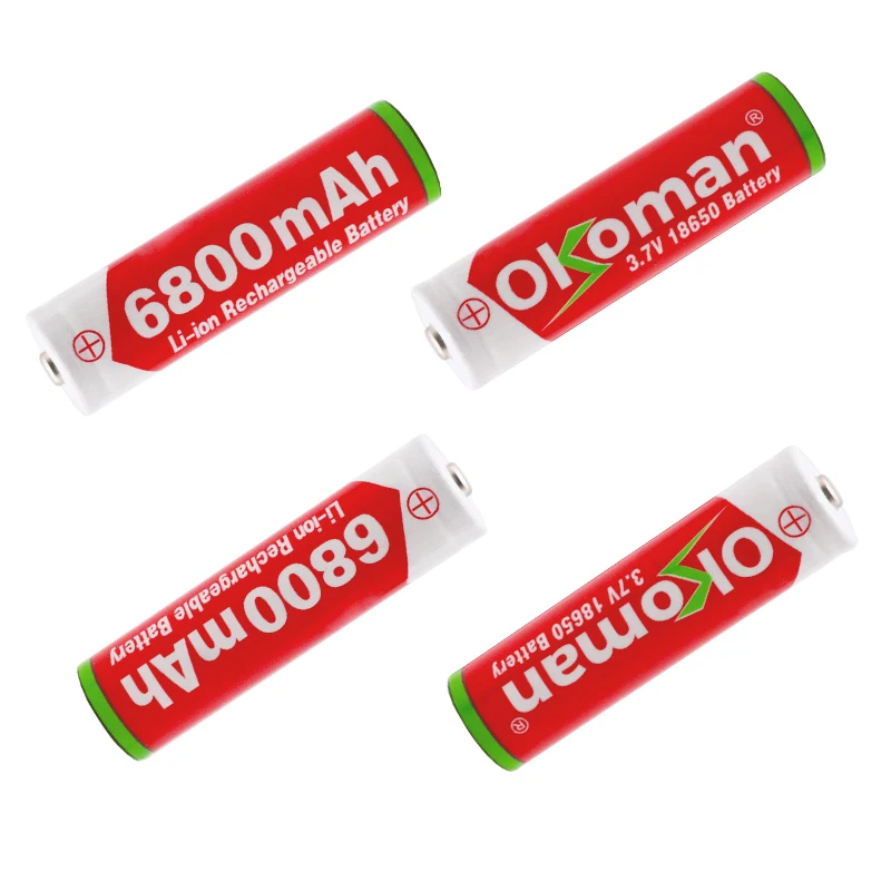 Okoman 3,7 V 18650 батарея 6800mah литий-ионная аккумуляторная батарея для Светодиодный фонарь-фонарик или электронные гаджеты