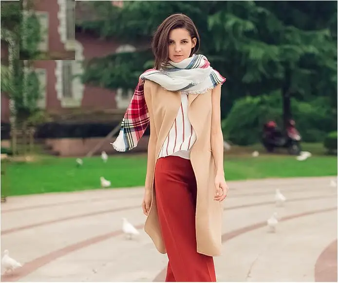 Za Winter Scarf 2016 Luxury Brand font b Tartan b font Cashmere Scarf Women Wool Plaid
