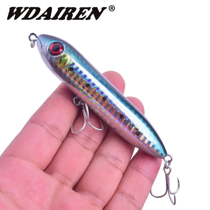 WDAIREN مسامير معدنية برأس قلم رصاص الطعم 95 ملليمتر 12 جرام الصيد إغراء العائمة Crankbait البحر باس بايك توبواتر 3D عيون البلاستيك المتذبذب WD-070
