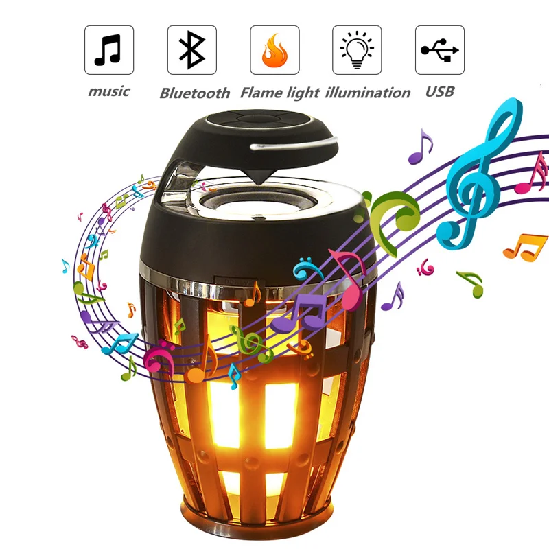 LED Flame Lamp Bluetooth Speaker Touch Soft Light Portable Atmosphere Stereo Sound Waterproof Dancing Party Smart | Освещение