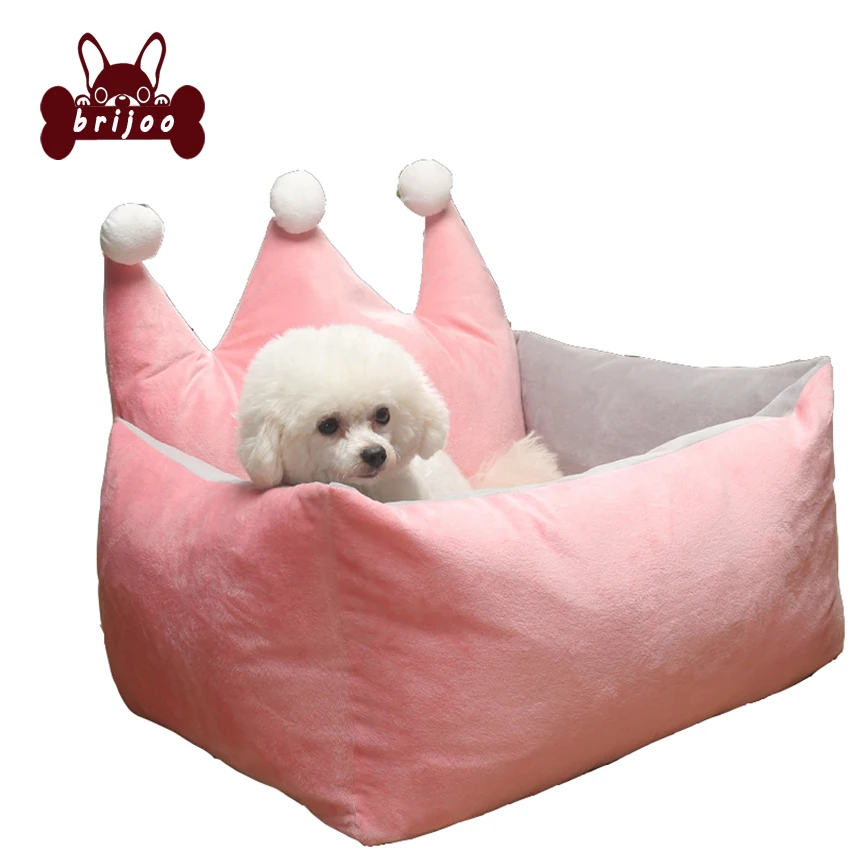Dog Bed Cute Crown Shape Pet Bed For Small Medium Dogs Cat Bed Resistance To Bite Removable and Washable Warm Winter Teddy Nest