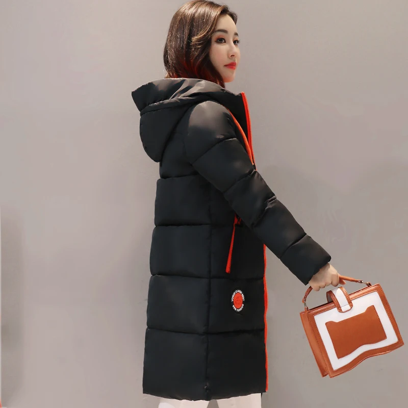 Зимняя женская куртка, толстая Длинная женская парка с капюшоном, женская верхняя одежда, пальто с хлопковой подкладкой, зимняя одежда средней длины