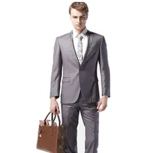 Светло-серые костюмы с отворотом на одной пуговице офисные деловые костюмы для мужчин Custome Homme модные смокинги Тонкий Блейзер(пиджак+ брюки+ галстук