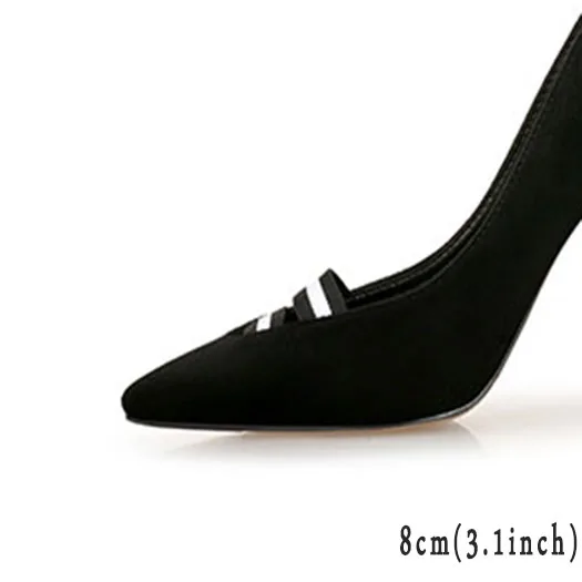 black 8cm Тонкий Экстремальный 10 42 Дамы Экзотические танцор 12 44 Сексуальные Зеленые темно-синие туфли-лодочки Ультра острый носок туфли на шнуровке Высокий каблук большой размер 8 см - Цвет: black 8cm