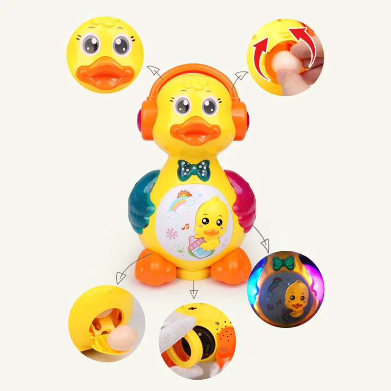 Music laying duck Battery Operated Toy Figure Action Toy with Flashing Lights Electric Universal Musical Baby Toys