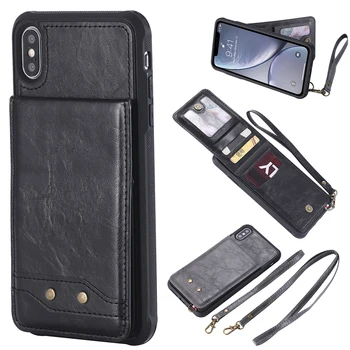 

Cases For iPhone XS Max XR X 6 7 8 Plus Wallet PU Leather With Hand Rope Neck Lanyard Cover For Samsung Galaxy S8 S9 Plus B130