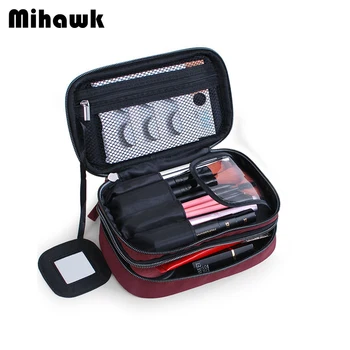 

Mihawk Women's Double Layer Waterproof Cosmetic Bags Beauty Lipstick Make Up Brush Box Layer Makeup Tool Case Accessories Supply