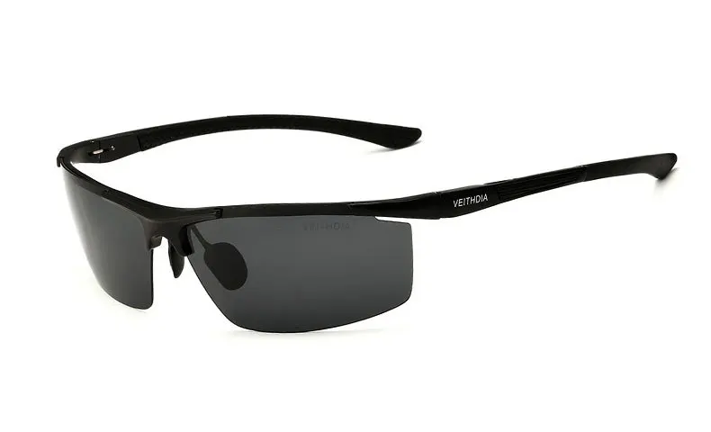 Мужские зеркальные солнцезащитные очки VEITHDIA, из алюминиево-магниевого сплава с поляризационными стеклами, модель 6588 - Цвет линз: Черный