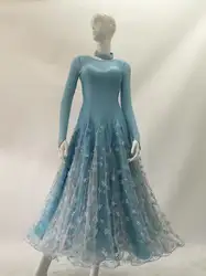 Для женщин Бальные платье для танцев 2019 новый дизайн с длинным рукавом Стандартный Вальс Танго танцевальный зал состязание платья для