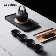 Дзен японская грубая керамика портативный чайный набор кунг-фу чайные горшки чайные чашки контейнеры для чая креативная керамика домашний декор с сумкой для путешествий, подарок