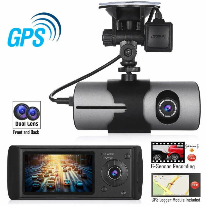 

New R300 Dual Lens Dash Cam 2.7" Full HD Car Accessory DVR Camera Video Recorder GPS Logger