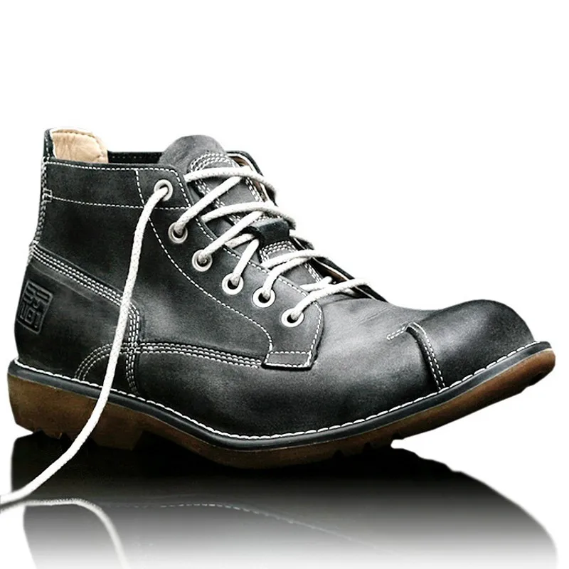Мужские повседневные ботильоны в британском ретро-стиле; нескользящая обувь из натуральной кожи высокого качества; мужская обувь с круглым носком; безопасные рабочие ботинки