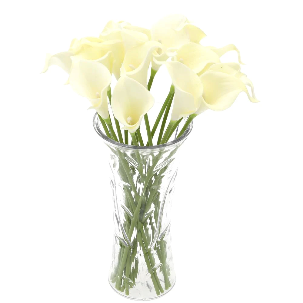 18x flores de lirio de Callas artificiales ramo de tallo largo Real decoración del hogar Color: cremoso 18x flores de lirio de Callas artificiales ramo de tallo largo Real decoración del hogar Color: cremoso