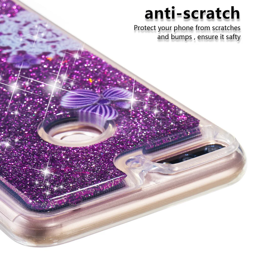 Для Huawei Honor 7C Pro Y7 Prime 2018 Bling Cute Cover LND L29 LDN TL10 Блестящий Жидкий чехол 1x L21|Бамперы| |