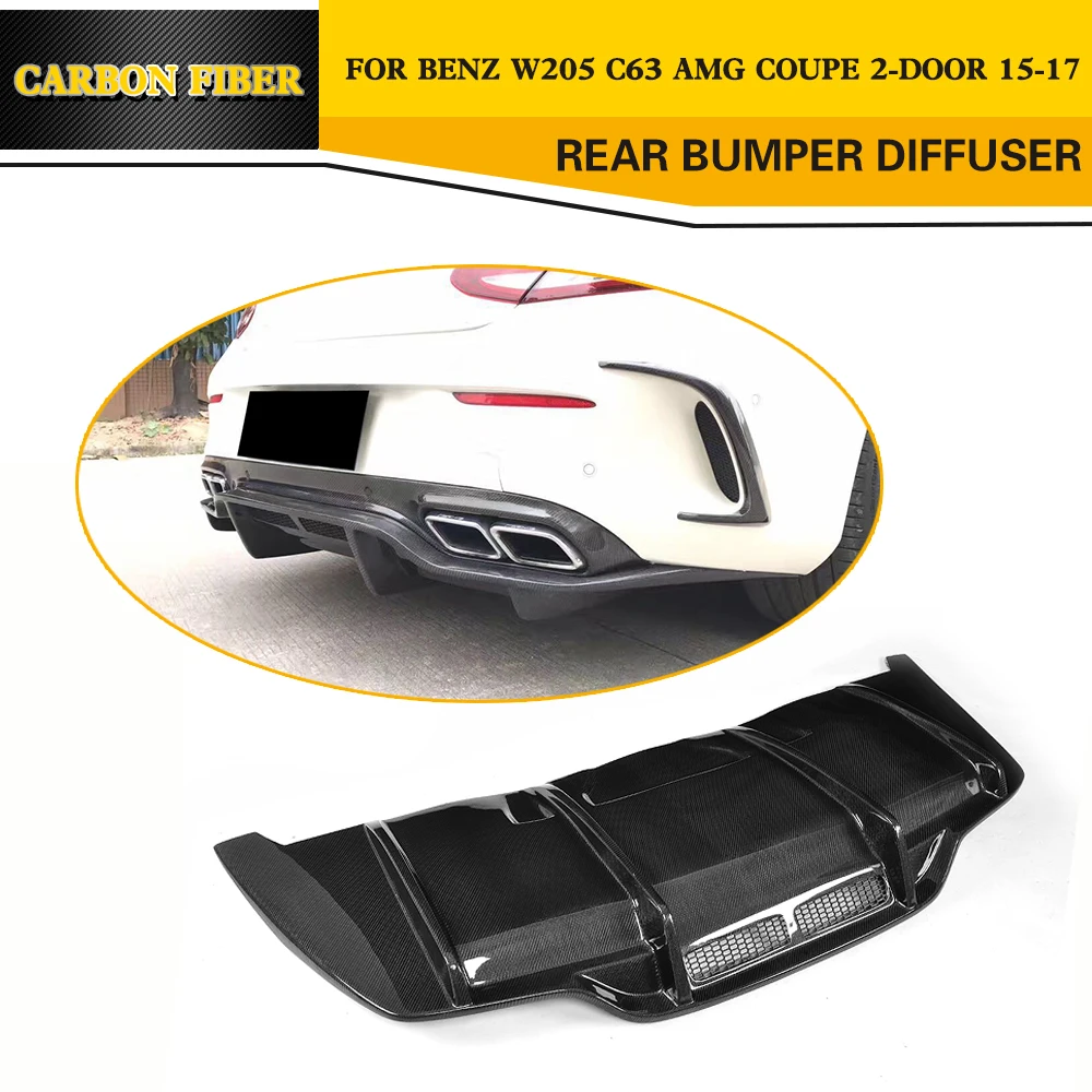 C Класс углеродного волокна задний бампер Guard Diffuser губ для Mercedes Benz W205 C205 C63 AMG Coupe 2