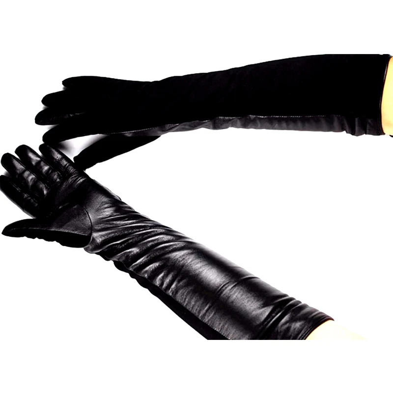 Зимние Прихватки для мангала длинные кожаные женские перчатки кожаные перчатки по колено прямые стиль замши бархатной подкладкой