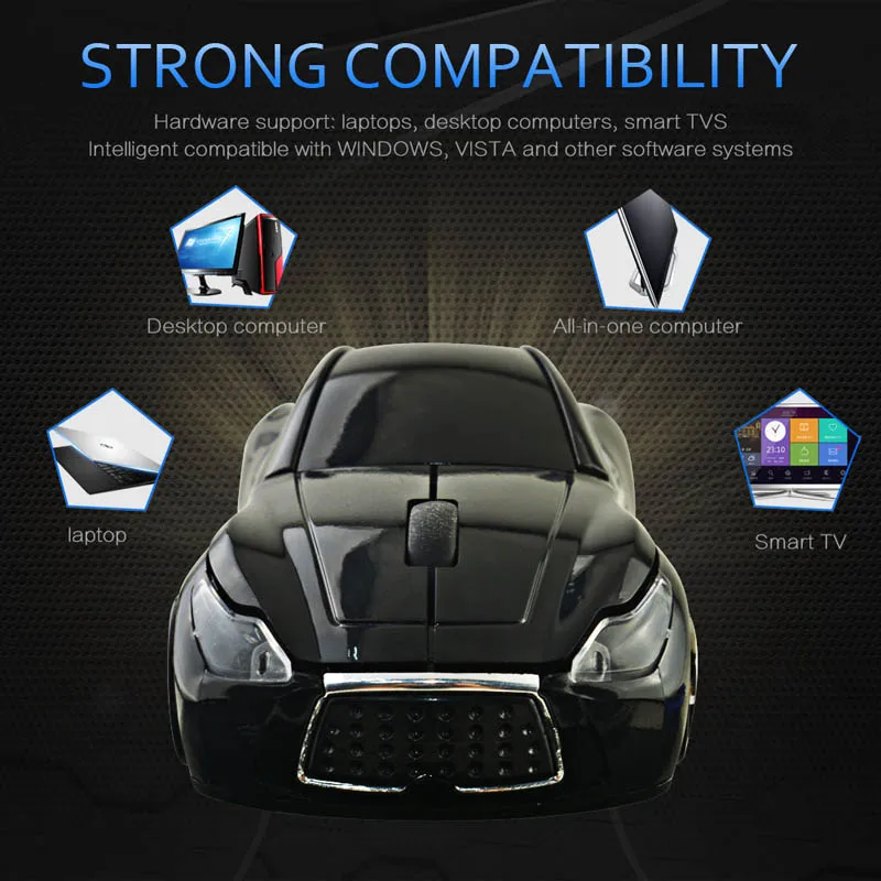 2 4GHz Wireless Cordless Optical Mouse Car Shape Mice USB Receiver for font b PC b