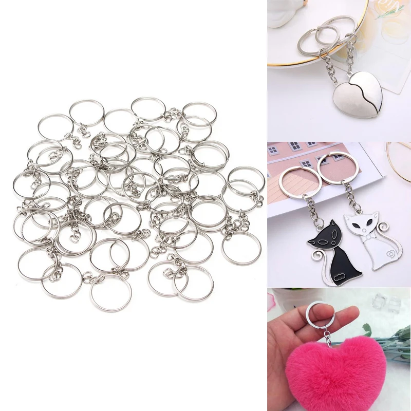 

50pcs/set 23mm Stainless Alloy Circle Key Chain Silver Keychain Key Rings Keyring For DIY Making Jewelry Accessories