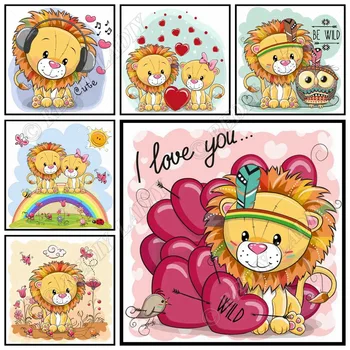 

Full Square / Round Diamond Painting Cartoon Lion Diamond Embroidery Beaded Cross Stitch Crystal Mosaic Picture Hobby & Crafts