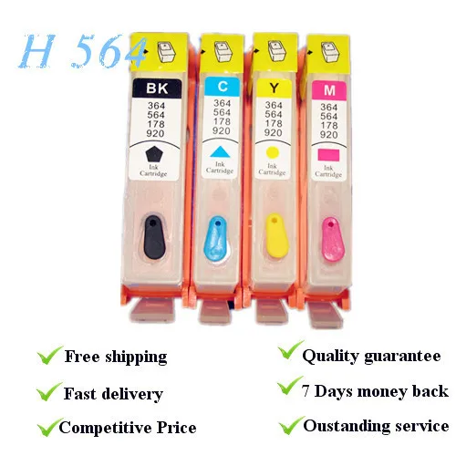 

4pcs empty  Refillable Cartridge suit for HP564, suit for HPD5460/D5463/D5468/C5324/C5370/C5373/C5380/C5383/C5388