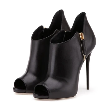 

Brand New Plus Size 34-46 Luxury Spring Summer Ankle Boots Black Zip High Heels Shoes Woman Casual Party Ol Footwear TL-A0178