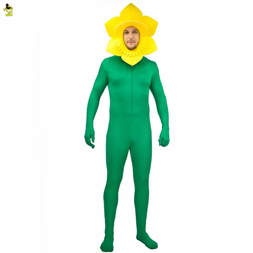 DSPLAY Mens Sunflower Jumpsuit Costume One Size Green